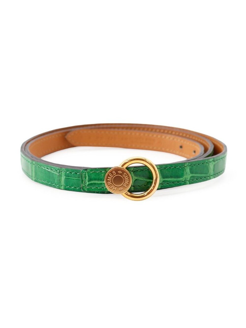 Hermes Belt Sellier Cactus Gold Porosus Leather